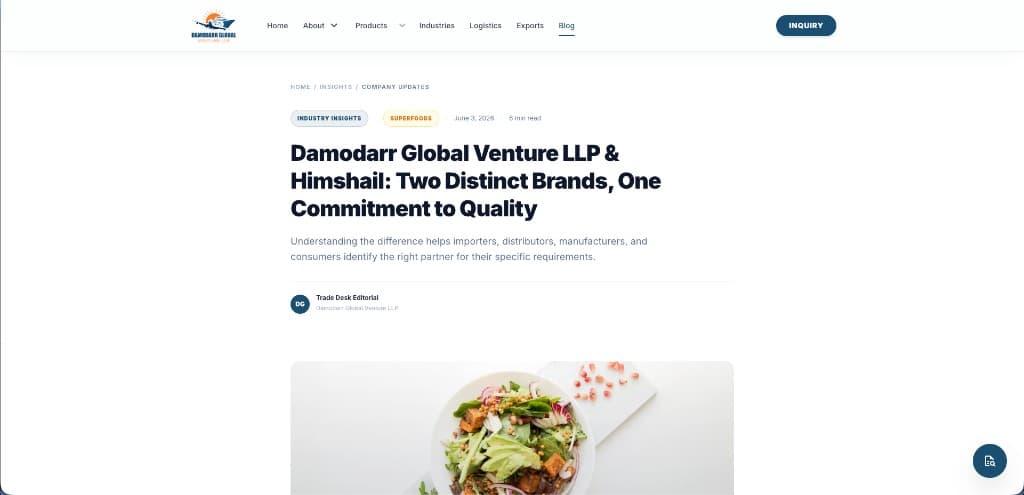 Damodarr Global blog article page