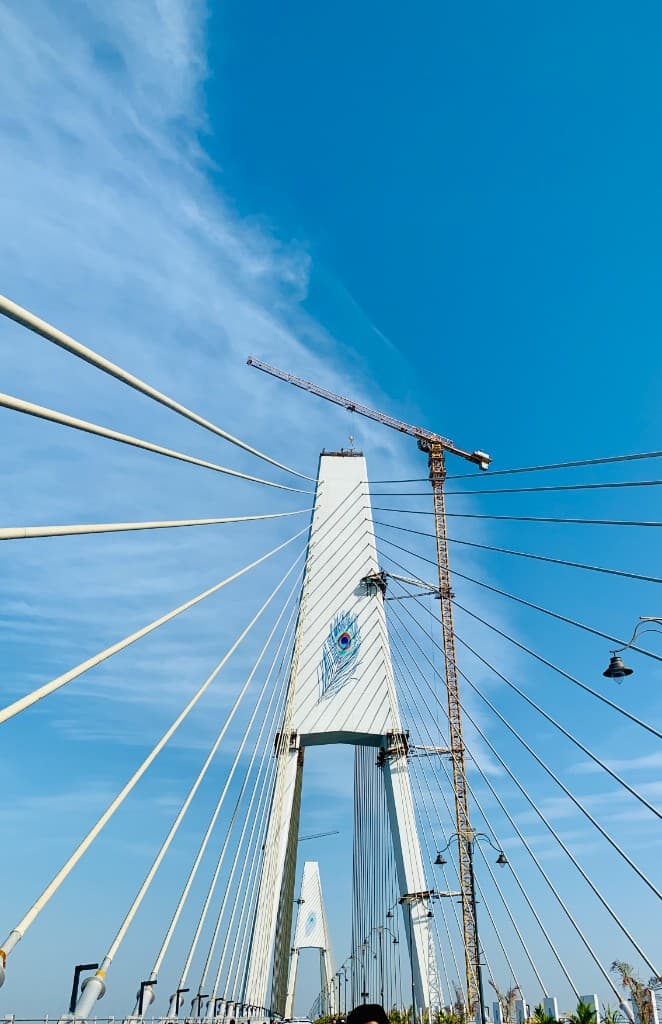 Cable-stayed bridge under construction
